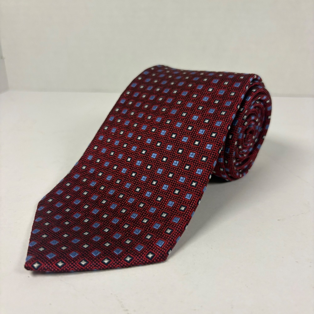 Brooks Brothers Tie Mens OS Red Blue Geometric Silk 346 Business Formal Necktie
